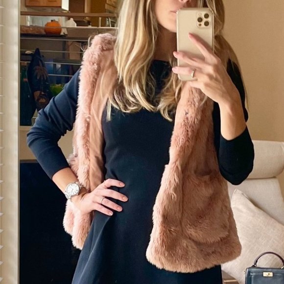 ZARA faux fur vest light pink xs like new - Picture 3 of 8
